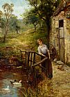 Ernst Walbourn Young Lady at the Mill Pond painting